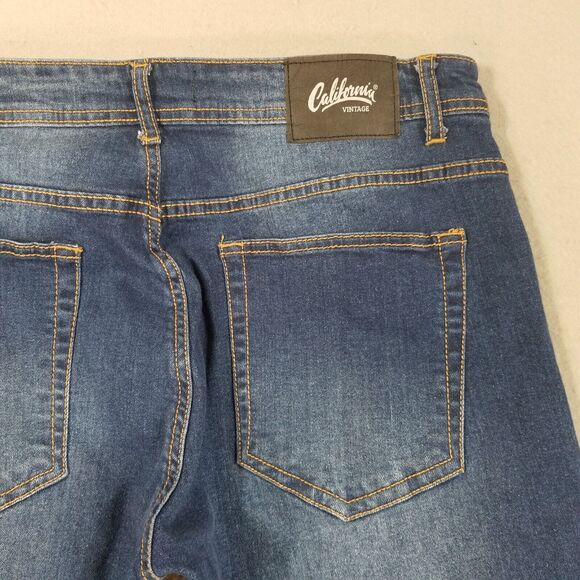 California Vintage jeans men's 38x32 low rise slim blue stretch denim pants - Picture 9 of 11